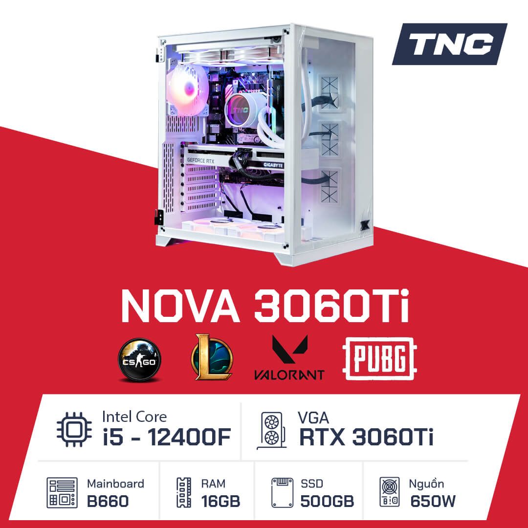 Nova 3060Ti - i5 12400F/ B660/ 16GB/ 500GB/ RTX 3060Ti/ 650W